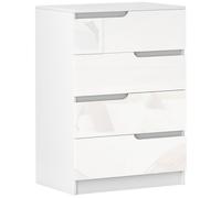 Chest of Drawers 4 Drawer High Gloss Bedroom Storage Cabinet Modern White