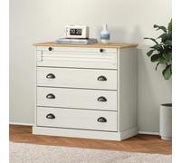 Chest of Drawers 4-Drawer White Solid Pine 80x40x76cm Shutter Rustic HoneyWax.