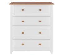 Chest of Drawers 4 Tier White Solid Pine Top Modern Farmhouse Bedroom