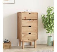 Chest of Drawers 45x39x90cm Solid Pine Brown 4 Drawer Scandinavian Style Compact
