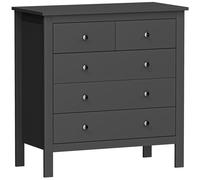 Homcom Modern Chest Of Drawers, 5 Drawer Unit Storage Chest For Bedroom In Black Black