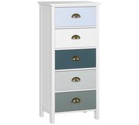 Chest of Drawers 5-Drawer Multi-Coloured MDF Tallboy 45x30x95.4cm Bronze w/strap