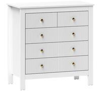 Homcom Fluted Bedroom Chest Of Drawers W/ 5 Drawers Gold Tone Handles White