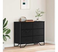Chest of Drawers 6-Drawer Engineered Wood Black Oak 91x35.5x74.5cm Extra (2pcs)