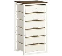 Chest of Drawers 6-Drawer White Plastic Drawers Durable Steel Frame 41x50x44cms