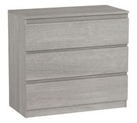 Chest of Drawers 80x39x73cm Grey Wood Effect Particleboard Slim 3-Drawer Dresser