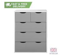 Chest of Drawers Bedroom Furniture Storage Bedside Cabinet 5 Drawers White Oak