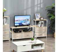 Chest of Drawers Bedroom Unit Storage Cabinet with 3 Fabric Bins Living Room HOMCOM White One Size