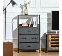 HOMCOM 4 Drawer Storage Chest Unit With Display Shelves Hallway Black, Black