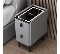 Chest of Drawers Bedside table with drawer and LED lighting - Modern white bedside table with USB charging port for the bedroom