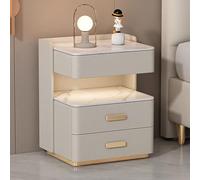 Chest of Drawers Bedside table with drawer, solid wood bedside table with lighting, wooden side table in Nordic style for the bedroom