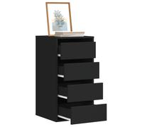 Chest of Drawers Black 40x41x76cm Engineered Wood 3-Drawer Compact Storage Unit