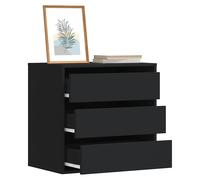 Chest of Drawers Black 60x41x58cm Engineered Wood 3 Drawer Modern Bedroom Style