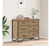 Chest of Drawers Black 91x35.5x74.5cm Engineered Wood 6-Drawer Unit Slim HallBox