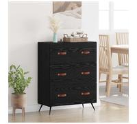 Chest of Drawers Black Oak 69.5x34x90cm Engineered Wood 3-Drawer Metal Legs Slim