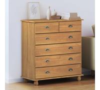 Chest of Drawers Brown 91x40x95.5cm Solid Pine Wood 6-Drawer Modern Storage Home