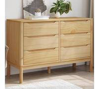 Chest of Drawers Brown Solid Pine 6-Drawer 111x43x73.5cm for Bedroom