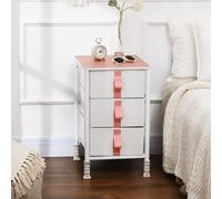 HOMCOM 6 Drawer Chest of Drawers w/ Wooden Top for Kids Hallway Pink