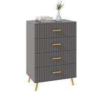 Chest of Drawers Dark Grey Aluminium Legs 60x40x90cm 3-Drawer Particlebd. Gold