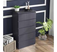 HOMCOM Bedroom Chest of Drawers - High Gloss 5 Drawers Dresser - Drawer Unit | TJ Hughes