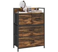Chest of Drawers Rustic Brown 79x29x101cm Steel MDF Non-Woven Fabric XL 7-Drawer