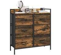 Chest of Drawers Rustic Brown 79x29x85cm Steel Frame 7 Fabric Drawers Industrial
