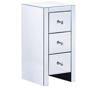 Beliani 3 Drawer Bedside Table Lorris Glass Mirrored Silver