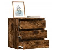 Chest of Drawers Smoked Oak 60x41x58cm Engineered Wood 3 Drawer Bedroom Minimal