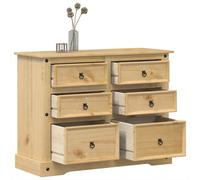 Chest of Drawers Solid Pine Honey 112x48x91 cm 6-Drawer Vintage Style