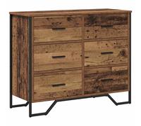 Chest of Drawers Black 91x35.5x74.5cm Engineered Wood 6 Drawer Storage Slim Unit