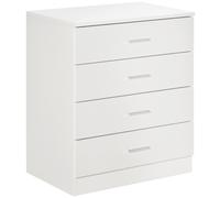 Chest of Drawers White 69x60x40cm Particleboard 4 Drawer Silver Handles Anti-Tip