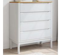 Chest of drawers White Solid Pine 76.5x39x90.5cm 4 Drawer Rustic Storage Bedroom