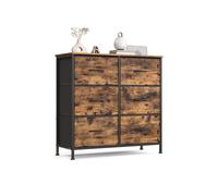 Chest of drawers with fabric drawers for versatile storage, Rustic Brown + Ink Black / 6 Drawers