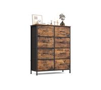 Chest of drawers with fabric drawers for versatile storage, Rustic Brown + Ink Black / 8 Drawers