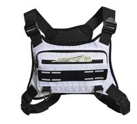 Chest Pack | Breathable Adjustable Neck Pouch for Men & Women | Reflective Fitness Chest Bag for Jogging, Training, Hiking | Lightweight Chest Box Backpack for Necessaries, White, see description, See