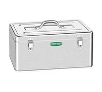 Chest Silvery Metal Tool Box Storage Portable Organizers Household Case with Removable Tray and Carry Handles Easy Access(Small)