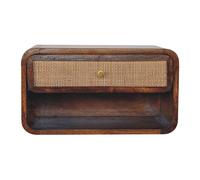 Chest Solid Wood Dark Brown 45×32×25 cm Wall Mounted Woven Front 1 Drawer Rustic