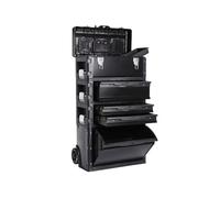 Chest Toolbox Four-layer Combination Rolling Work Centre with Pull Handle Detachable Multifunctional 4 Level Workstation Easy Access(Black)