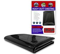 CHESTAF 1M X 6M Black Plastic Sheeting Heavy Duty, 550G Thick Polythene Sheeting Garden Grow, Dust Sheet Waterproof Outdoor Cover, Large Construction Gardening Insulation, Building Rubble Protection