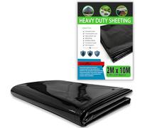 CHESTAF 2M X 10M Black Plastic Sheeting Heavy Duty, 1850G Thick Polythene Sheeting Garden Grow, Dust Sheet Waterproof Outdoor Cover, Large Construction Gardening Insulation, Building Rubble Protection