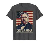 Chester A. Arthur Portrait T-Shirt, Men, Dark Heather Grey, 3X-Large