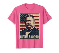 Chester A. Arthur Portrait T-Shirt, Men, Pink Heather, 3X-Large