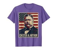 Chester A. Arthur Portrait T-Shirt, Men, Purple Heather, 3X-Large