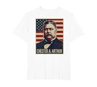 Chester A. Arthur Portrait T-Shirt, Men's Big and Tall, White, 2X Tall