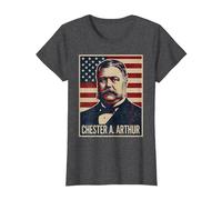 Chester A. Arthur Portrait T-Shirt, Women, Dark Heather Grey, Medium