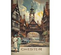Chester Adventure Travel Poster - A4 Wall Art, Wanderlust Print, Inspirational World Map, Vintage City, Retro Poster, Home Decor for Living Room, Office, Gift Idea for Travel Lovers