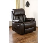 Chester Bonded Leather Manual Recliner Chair with Heat And Massage More4Homes Brown One Size