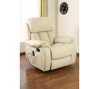 Chester Bonded Leather Manual Recliner Chair with Heat And Massage More4Homes Cream One Size