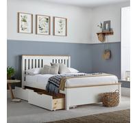 Chester - Double - 2-Drawer Storage Bed - White and Oak - Wooden - 4ft6 - Happy Beds