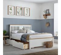 Chester - Double - 4-Drawer Storage Bed - White and Oak - Wooden - 4ft6 - Happy Beds